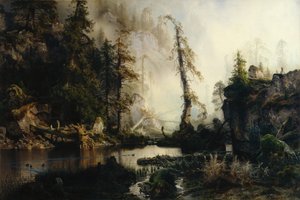 Musta järvi (öljy kankaalle)