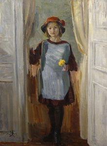 Tyttö ovella (Maria Eiebakke) 1918 (öljy kankaalle)
