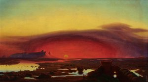 Pontine-suot auringonlaskun aikaan tekijältä August Kopisch