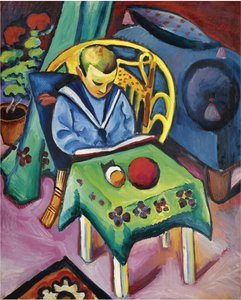 Poika kirjan ja lelujen kanssa, 1912 tekijältä August Macke