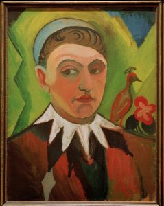 Klovni, karikiertes Selbstbildnis tekijältä August Macke