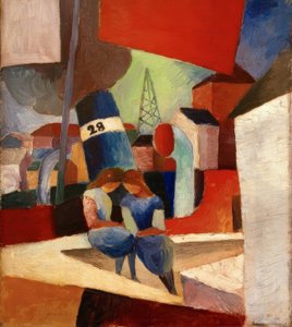 Hafenkuva on Kindern auf der Mauer: Duisburger Hafen tekijältä August Macke
