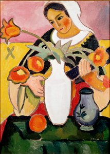 Luutun soittaja August Macken (1887-1914) maalaus 1910 Pariisi, modernin taiteen galleria tekijältä August Macke