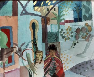 Mädchen mit Pferd und Esel tekijältä August Macke