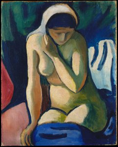 Alaston tyttö, jolla on päähuivi tekijältä August Macke