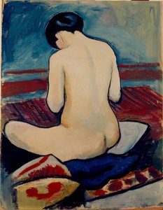 Istuu alasti tyynyn kanssa tekijältä August Macke