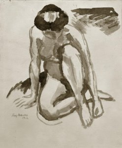 Sitzender Akt, vorgebeugt tekijältä August Macke