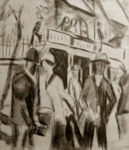 Spaziergänger auf der Straße tekijältä August Macke
