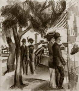 Spaziergänger unter Bäumen tekijältä August Macke
