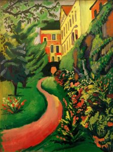 Unser Garten mit blühenden Rabatten tekijältä August Macke