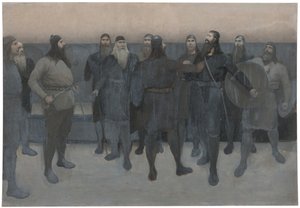 Kuvitus Njalin saagaan tekijältä August Malmström