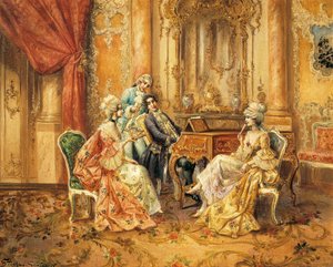 Pianolla, Stephan Sedlacek (1868-1936), öljy kankaalle tekijältä August Stephan Sedlacek