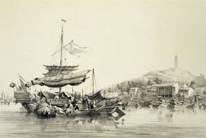Hong Shang, levy 17 julkaisusta "Sketches of China", kaiverrus Eugene Ciceri (1813-90) 1842 (sävytetty litho)