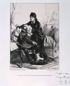 Nainen ruokkimassa haavoittunutta sotilaskeittoa, Pariisin piiritys, Ranskan ja Preussin sota, 1870 1871