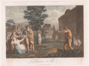 Willem Tell tapasi handboogin Guillaume-Tell (otsikko esineessä) tekijältä Auguste Claude Simon Legrand