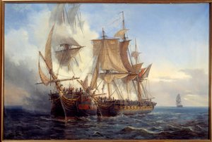 Taistelu Bellonan ja Lord Nelsonin välillä Auguste Mayerin (1805-1890) maalaus 1872 Brest, Kuvataidemuseo