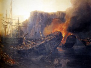 Ranskalainen:  Navarinon taistelun ilta, 1827 Evening of the Battle of Navarino
