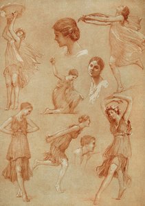 Auguste Francois Marie Gorguetin luonnokset, jotka edustavat amerikkalaista tanssijaa Isadora Duncania
