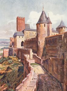 Ranska: La Cite De Carcassonne (värilitografia).