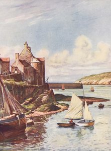 Ranska: Le Port Du Conquet (värilitografia) tekijältä Auguste Gerardin