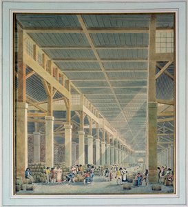 Näkymä "La Halle aux Vins" -kadulle, ennen vuotta 1808 tekijältä Auguste Hibon