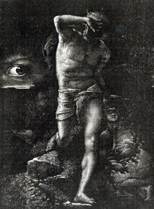 Omatunto eli The Eye Watching Cain Victor Hugon (1802-85) teoksesta La Legende des Siecle tekijältä Auguste Joliet