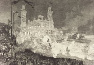 14. heinäkuuta. Palais du Trocadéron valaistus, 1883. tekijältä Auguste Lepere