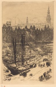 Amsterdam katsottuna Victoria-hotellista (Amsterdamvue de Victoria Hotel) tekijältä Auguste Lepere