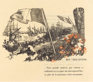 Dedikaatiosivu, julkaistu 1900. tekijältä Auguste Lepere