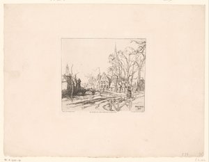Näkymä Beguinagen sillalta Bruggessa Le pont du Beguinage à Bruges (otsikko esineessä) tekijältä Auguste Lepere