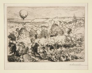 Putoava ilmapallo Pre-Saint-Gervaisissa (The Falling Balloon, Pre-Saint-Gervaisissa) tekijältä Auguste Lepere