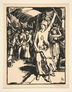Sota julistetaan, La Guerre de 1914, ensimmäinen sarja, nro. 8 tekijältä Auguste Lepere