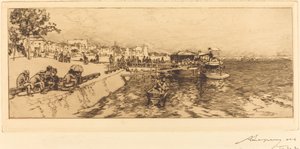 Bercyn laituri (Embarcadere, Quai de Bercy) tekijältä Auguste Lepere