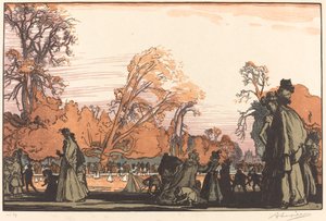 Lampi Tuileriesissa (Le bassin des Tuileries) tekijältä Auguste Lepere