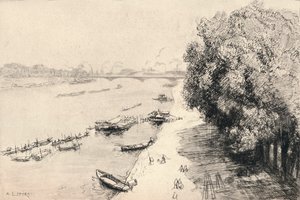 Seine Pont Nationalissa, 1915 tekijältä Auguste Louis Lepère