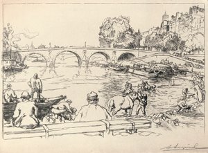Watering Place Pont Mariessa, 1915 tekijältä Auguste Louis Lepère