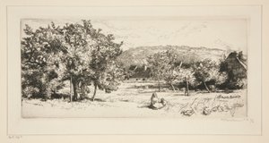 Villeneuve-sur-Bellotin kylä (Seine-et-Marne) tekijältä Auguste Lepere