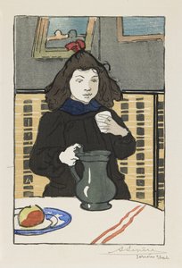 Nuori tyttö kannun kanssa, 1890 tekijältä Auguste Louis Lepère