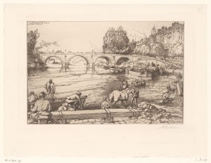 Näkymä Pont Marielle hahmoineen Seine-joella L