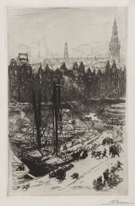 Amsterdam, näkymä Victoria-hotellista tekijältä Auguste Louis Lepère
