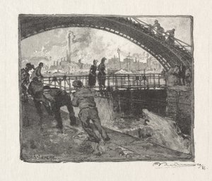 Canal St. Martinin sulku tekijältä Auguste Louis Lepère