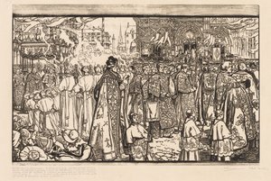 Corpus Christi -kulkue Nantesissa tekijältä Auguste Louis Lepère