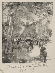 Boulevard lähellä Vaudevilleä tekijältä Auguste Louis Lepère