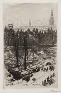 Amsterdam, näkymä Victoria-hotellista tekijältä Auguste Louis Lepère