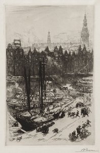 Amsterdam, näkymä Victoria-hotellille. tekijältä Auguste Louis Lepère