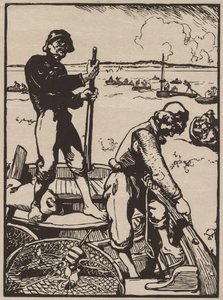 Katkarapujen kalastus. tekijältä Auguste Louis Lepère