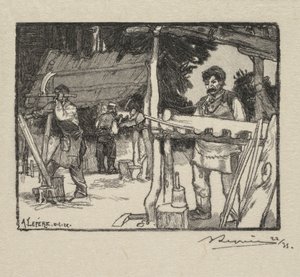Fontainebleaun metsä: Slats La Forêt de Fontainebleaun valmistaja: Le Manufacturer de lattes, 189 tekijältä Auguste Louis Lepère