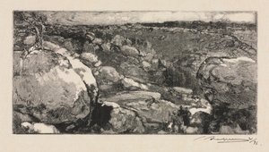 Fontainebleaun metsä: The Cirque of Long-Rocher, 1888. tekijältä Auguste Louis Lepère