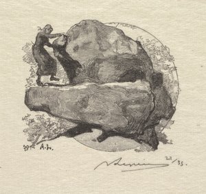 Fontainebleaun metsä: vapiseva kallio Fontainebleaun metsä: vapiseva kallio, 1890. tekijältä Auguste Louis Lepère