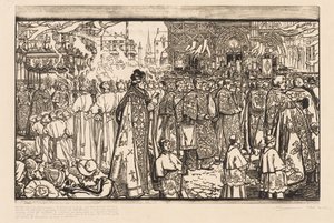 Corpus Christi -kulkue Nantesissa tekijältä Auguste Louis Lepère